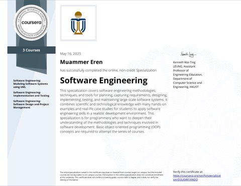 Software Engineering specialization certificate, The Hong Kong University of Science and Technology
